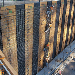 High-rise towers construction with steel reinforcement
