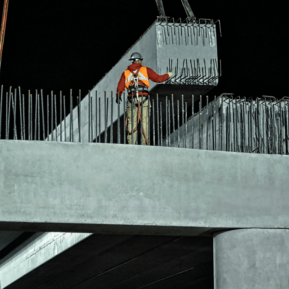 Steel reinforcement being used in the construction of bridges